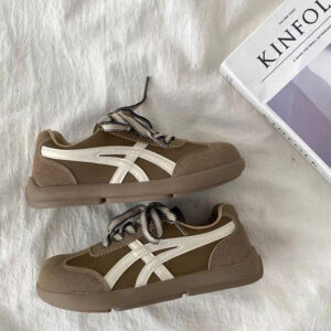 Giày thể thao nâu sọc trắng basic ND streeswear